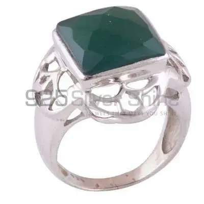 Natural Green Onyx Gemstone Rings In Solid 925 Silver 925SR3517