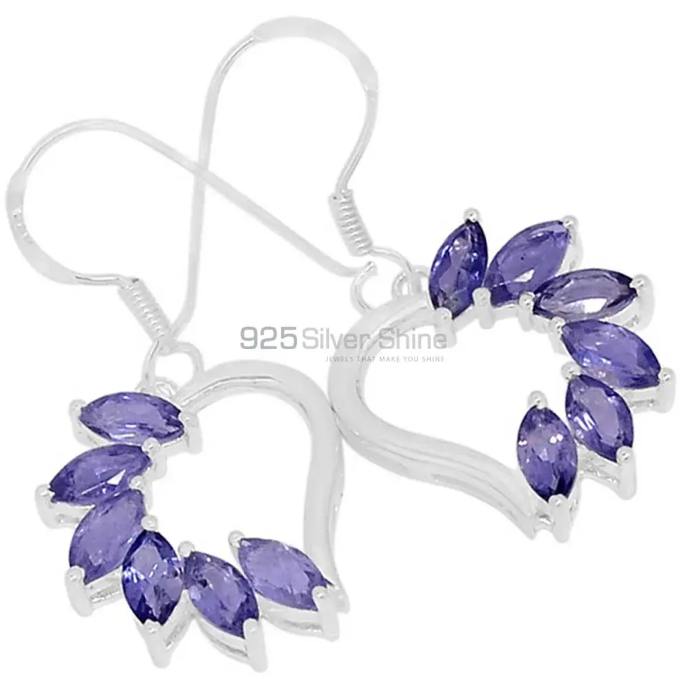 Natural Iolite Gemstone Earrings In 925 Sterling Silver Jewelry 925SE411_0