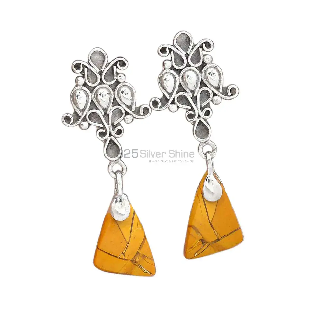 Natural Jasper Gemstone Earrings In 925 Sterling Silver Jewelry 925SE2056_0
