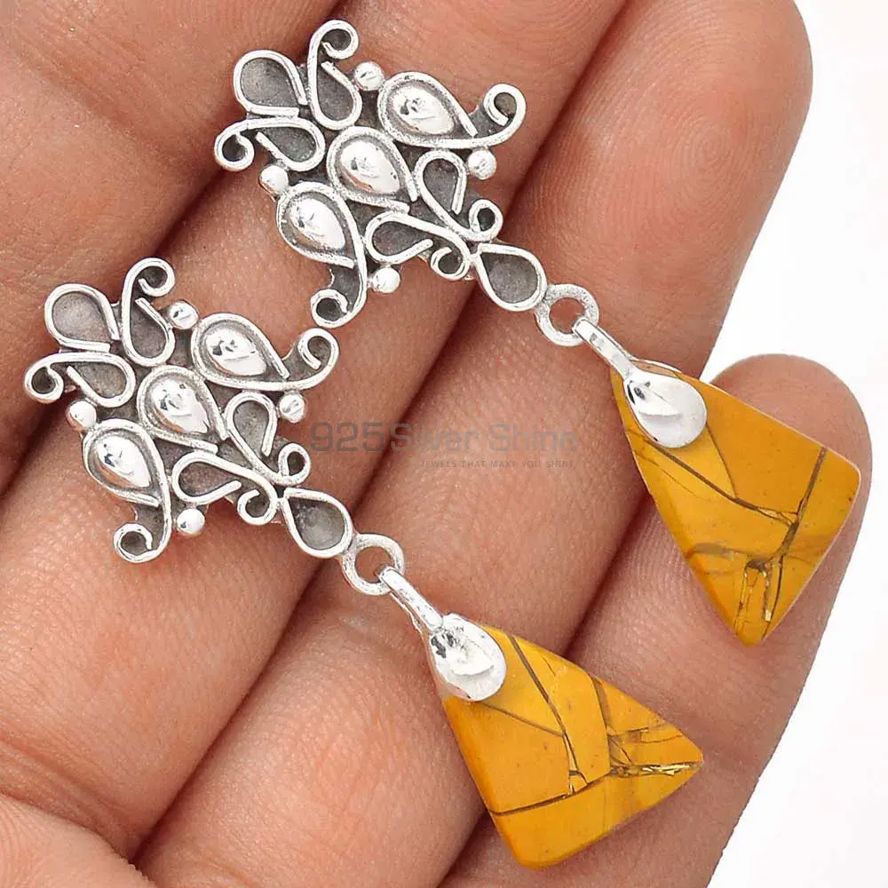 Natural Jasper Gemstone Earrings In 925 Sterling Silver Jewelry 925SE2056_1