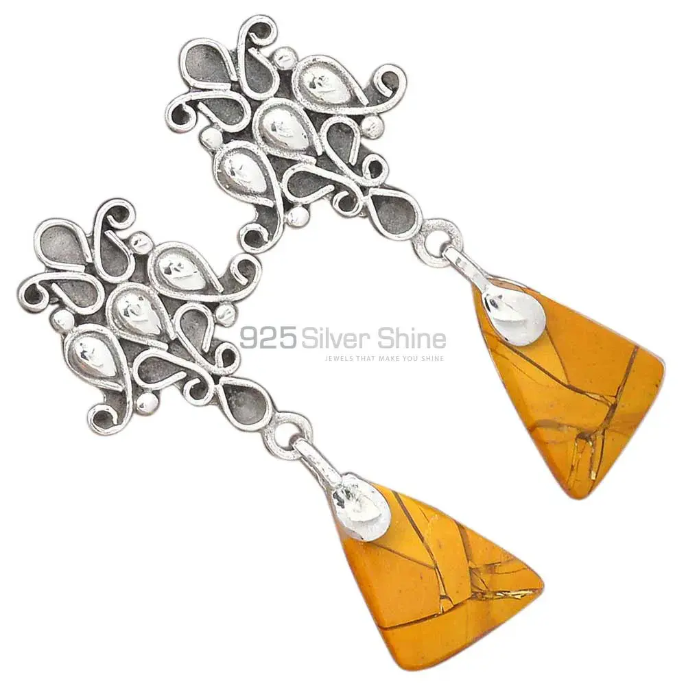 Natural Jasper Gemstone Earrings Manufacturer In 925 Sterling Silver Jewelry 925SE2056_1