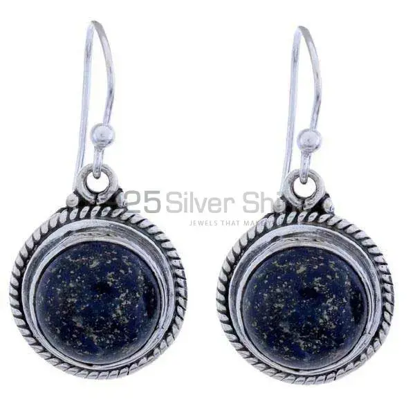 Natural Lapis Gemstone Earrings Exporters In 925 Sterling Silver Jewelry 925SE1198