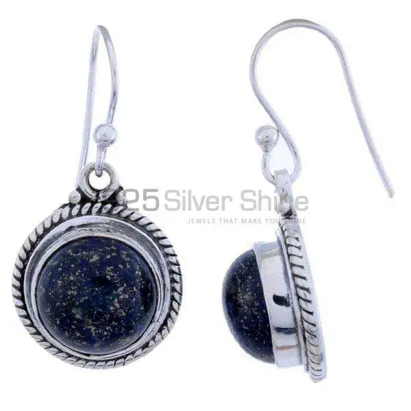 Natural Lapis Gemstone Earrings Exporters In 925 Sterling Silver Jewelry 925SE1198_0