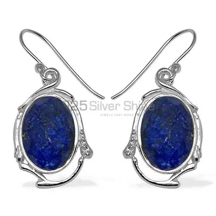 Natural Lapis Lazuli Gemstone Earrings In Fine 925 Sterling Silver 925SE788