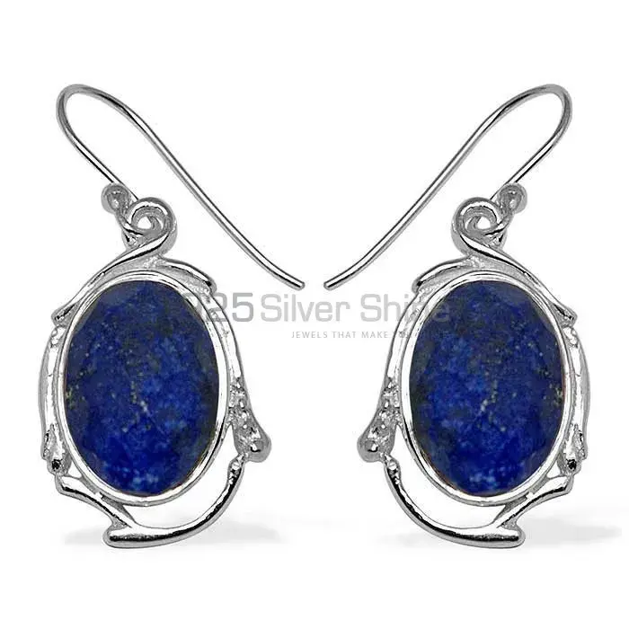 Natural Lapis Lazuli Gemstone Earrings In Fine 925 Sterling Silver 925SE788_0