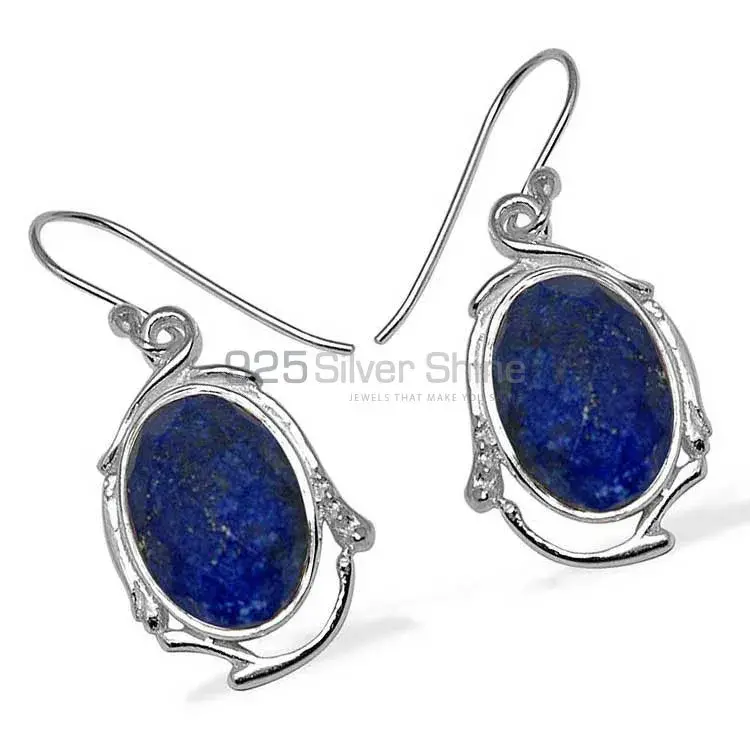 Natural Lapis Lazuli Gemstone Earrings In Fine 925 Sterling Silver 925SE788_1