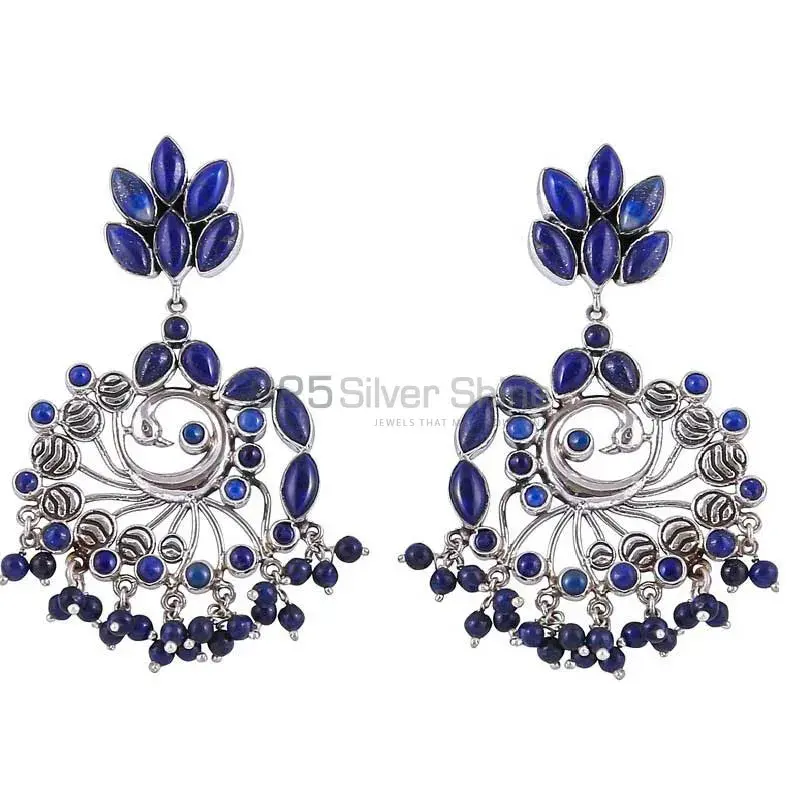 Natural Lapis Lazuli Peacock Earring In 925 Sterling Silver Jewelry 925SE11