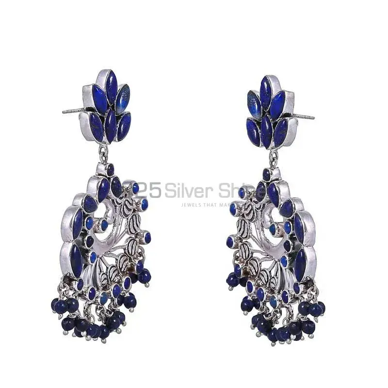 Natural Lapis Lazuli Peacock Earring In 925 Sterling Silver Jewelry 925SE11_0