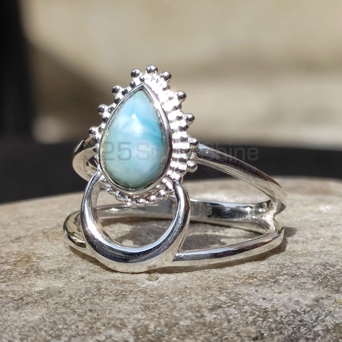Natural Larimar Moon Shape Ring In Sterling Silver SSR63-2_0