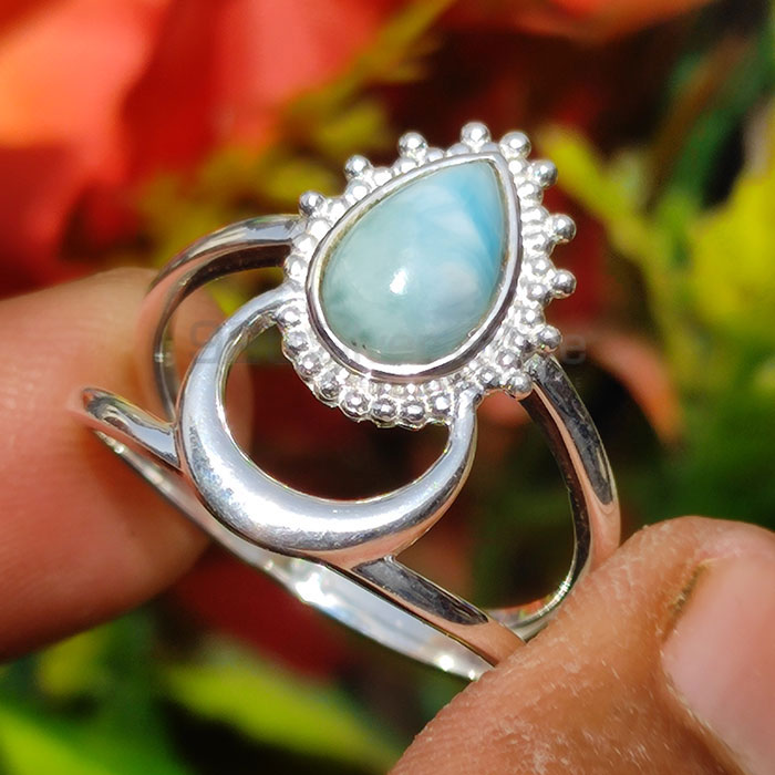 Natural Larimar Moon Shape Ring In Sterling Silver SSR63-2_2