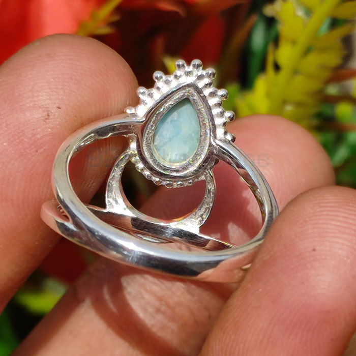 Natural Larimar Moon Shape Ring In Sterling Silver SSR63-2_3