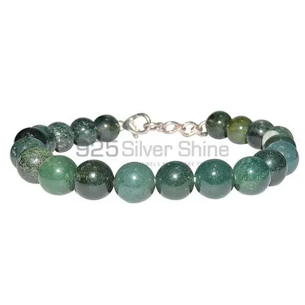 Natural Loose Green Jade Gemstone Beads Bracelets 925BB166