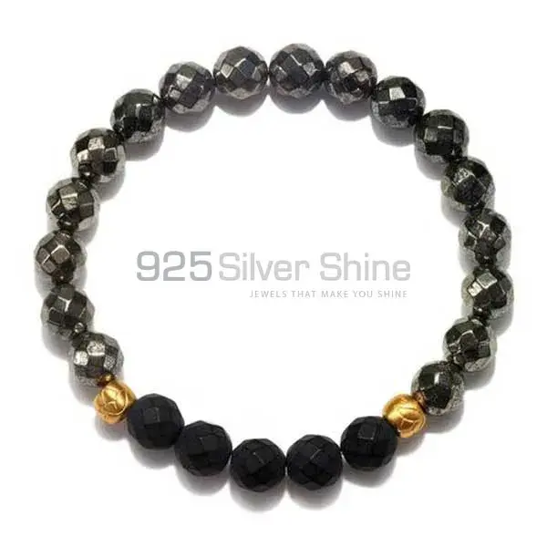 Natural Pyrite Gemstone Beads Bracelets 925BB192