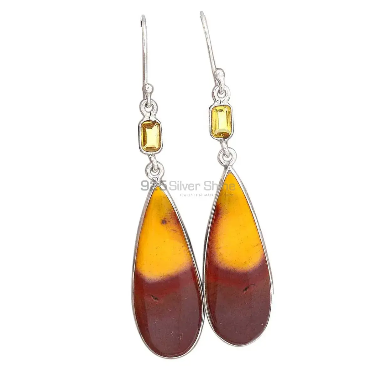 Natural Mookaite, Citrine Gemstone Earrings Manufacturer In 925 Sterling Silver Jewelry 925SE2736_0