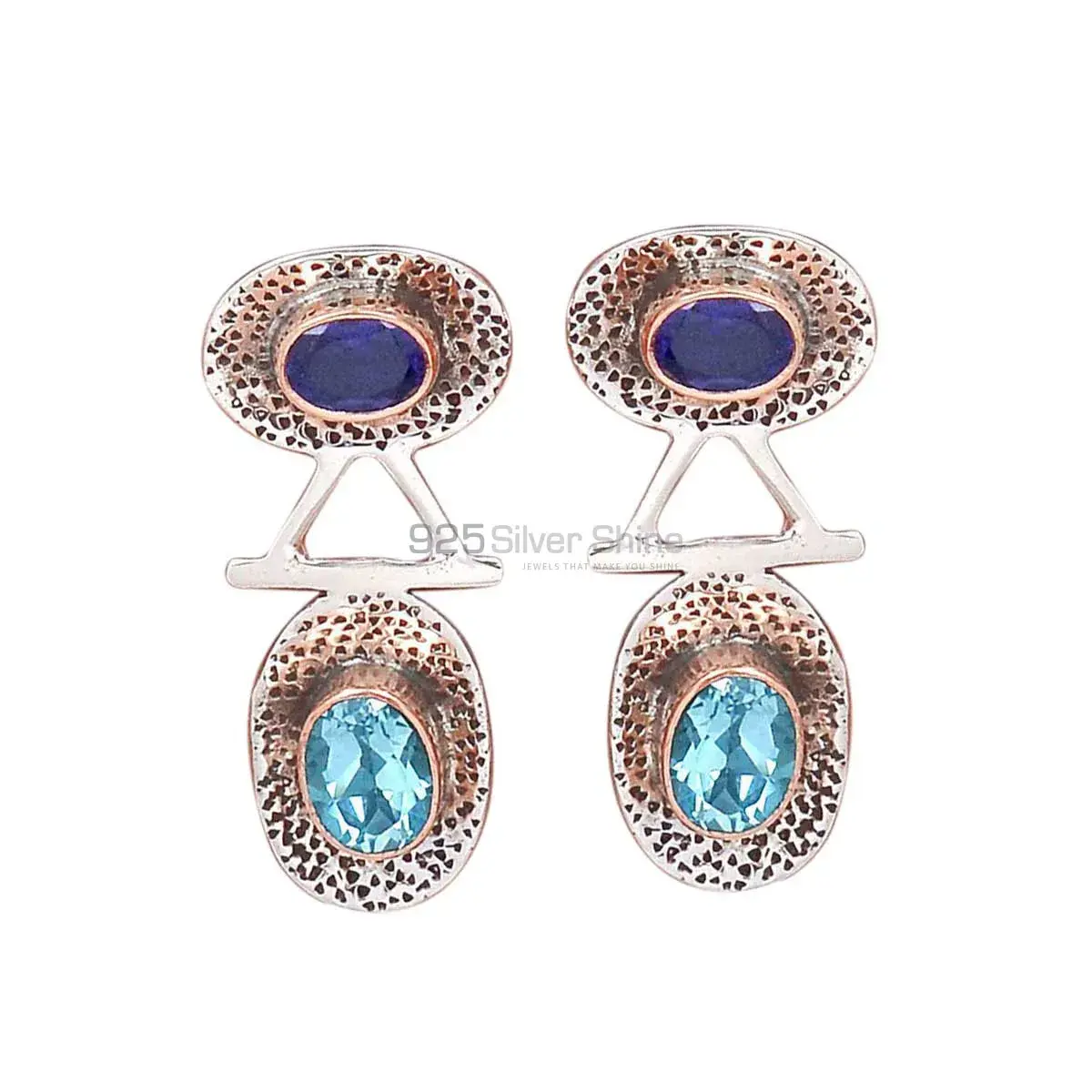 Natural Multi Gemstone Earrings Exporters In 925 Sterling Silver Jewelry 925SE2132
