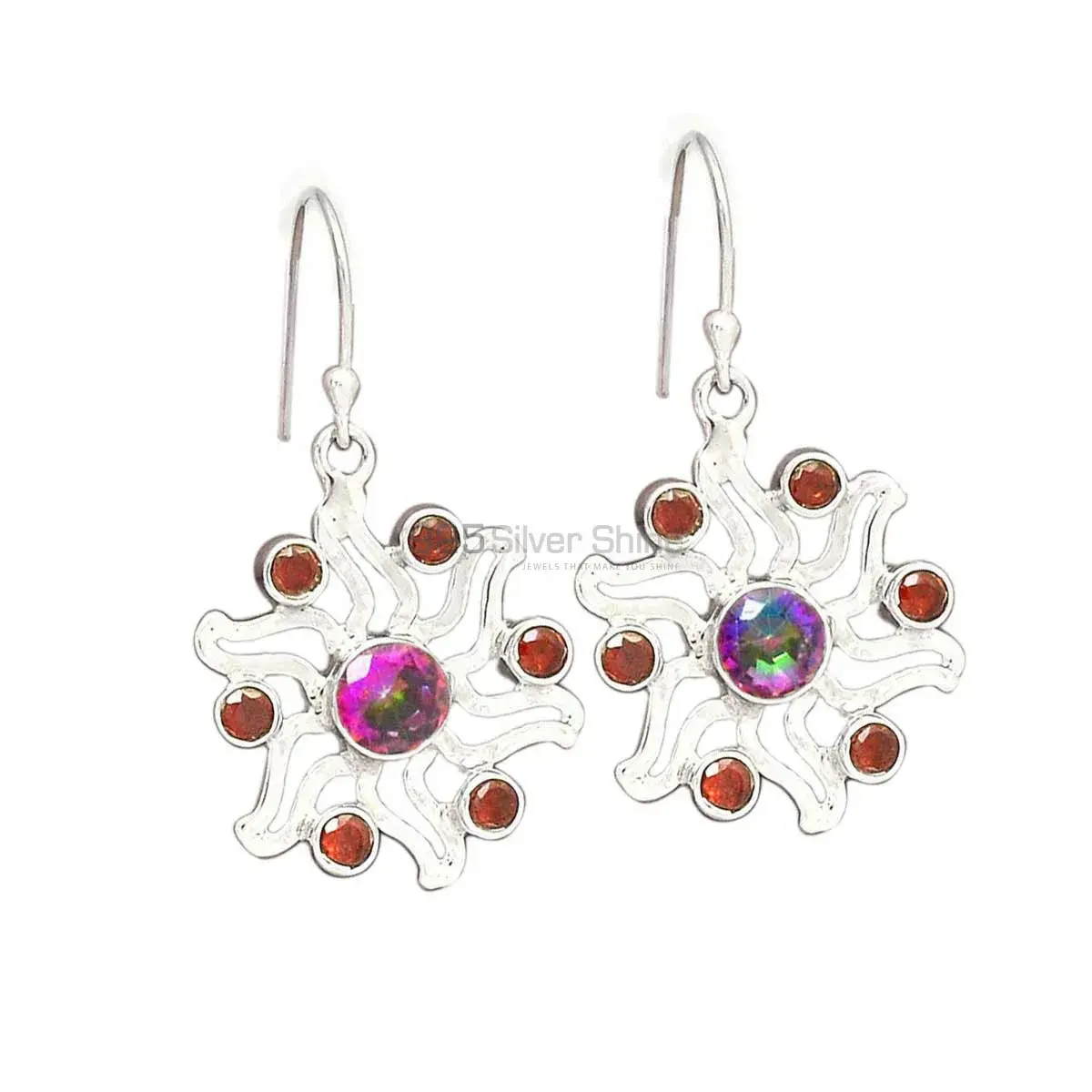 Natural Multi Gemstone Earrings In Fine 925 Sterling Silver 925SE2029