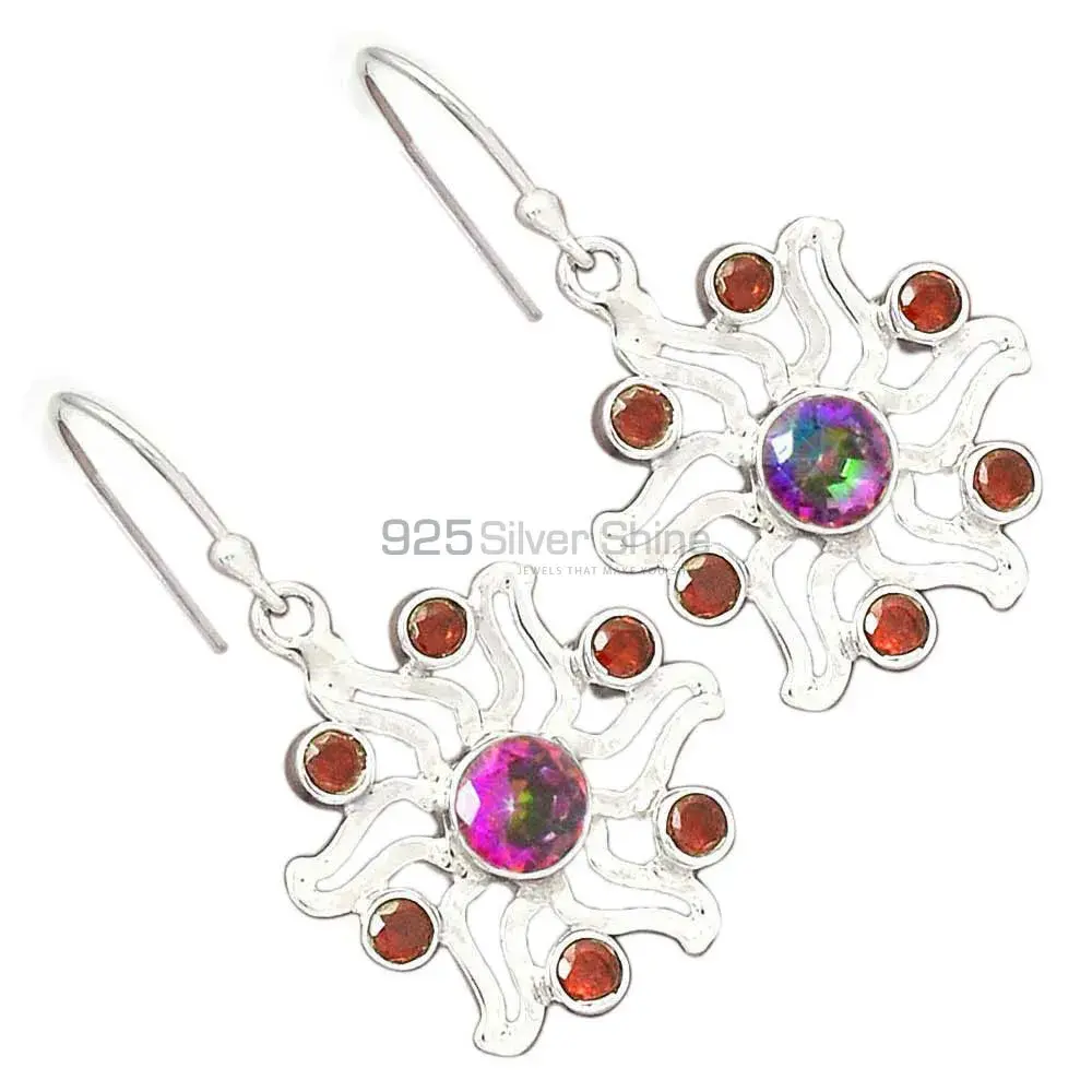 Natural Multi Gemstone Earrings In Fine 925 Sterling Silver 925SE2029_1