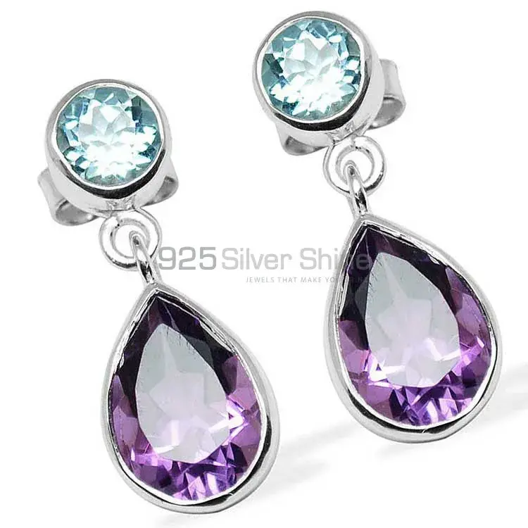 Natural Multi Gemstone Earrings Manufacturer In 925 Sterling Silver Jewelry 925SE1131_0