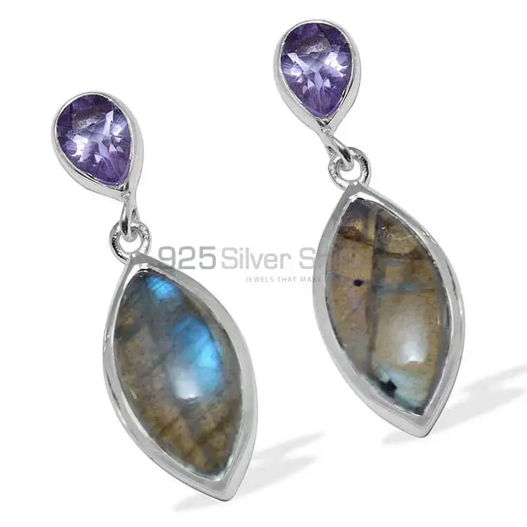 Natural Multi Gemstone Earrings Suppliers In 925 Sterling Silver Jewelry 925SE888_0