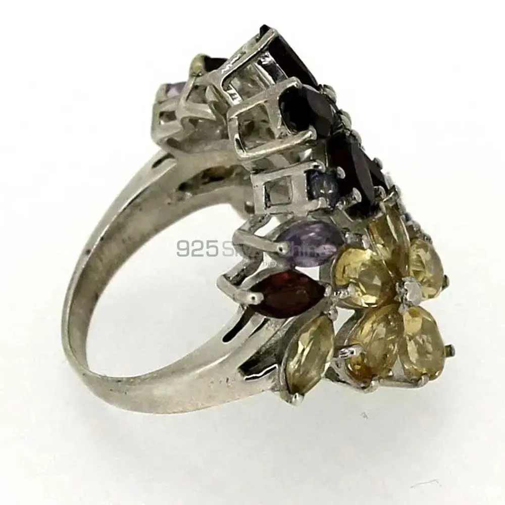 Natural Multi Stone Gemstone Designer Ring In Sterling Silver 925SR037_0