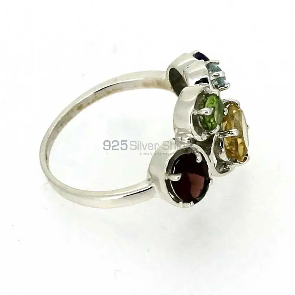 Natural Multi Stone Gemstone Designer Ring In Sterling Silver 925SR037_2