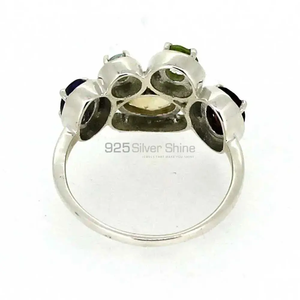 Natural Multi Stone Gemstone Ring In Sterling Silver 925SR037_5