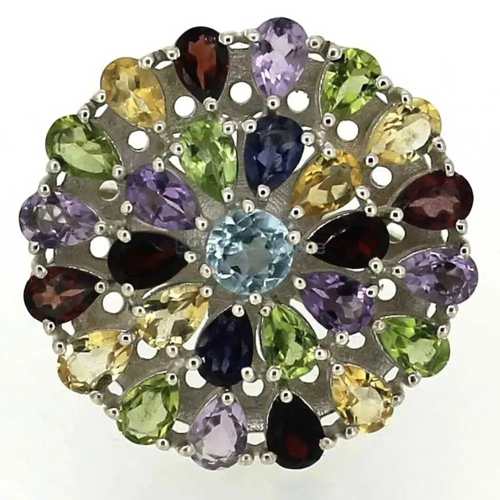 Natural Multi Stone Gemstone Handmade Ring In 925 Sterling Silver 925SR019_0
