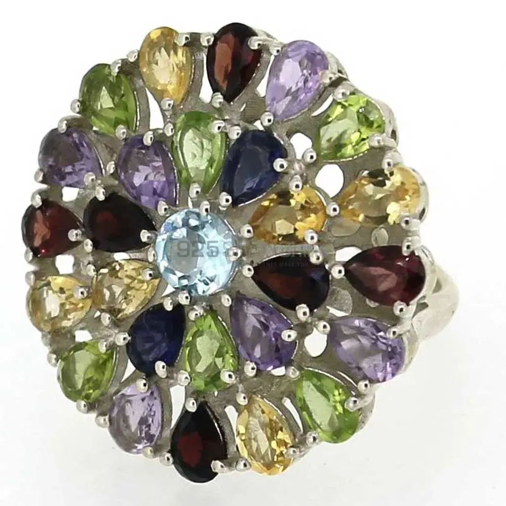 Natural Multi Stone Gemstone Handmade Ring In 925 Sterling Silver 925SR019_0