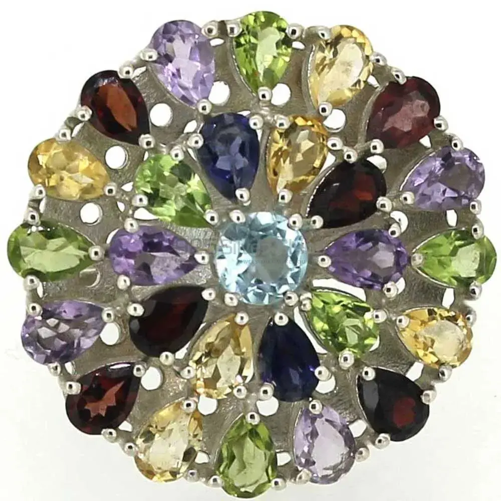 Natural Multi Tourmaline Gemstone Ring In Sterling Silver 925SR046