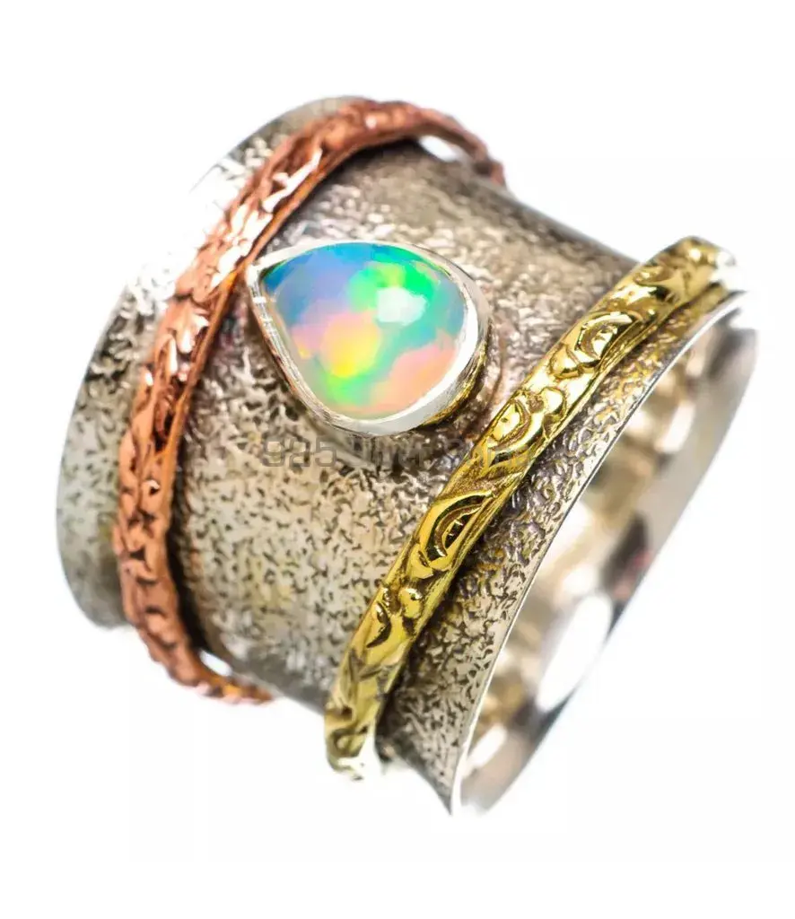 Natural Opal Gems Stone With Solid Sterling Silver Spinner Ring Jewelry SMR118