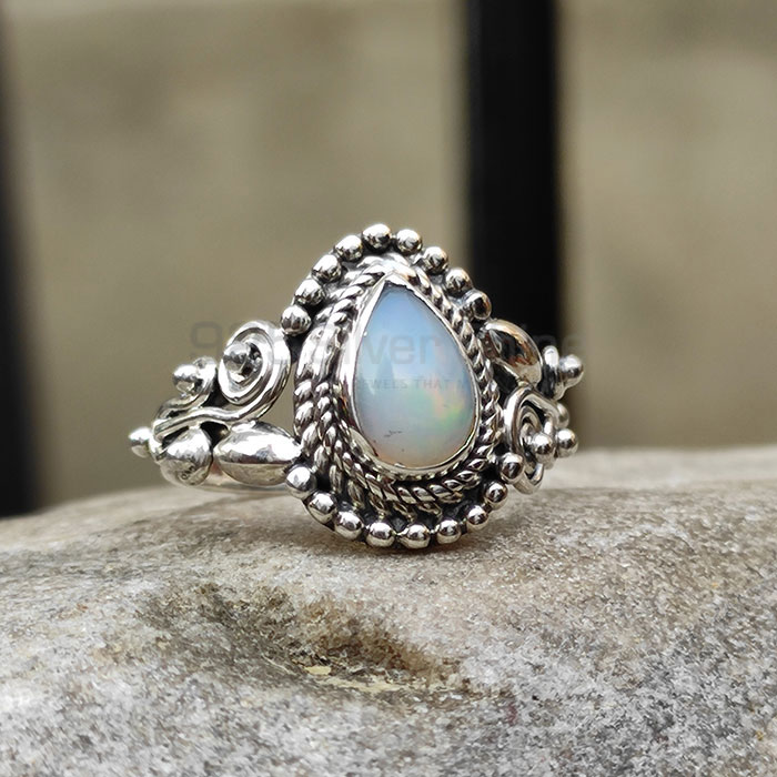 Natural Opal Gemstone Ring In Sterling Silver Antique Look Ring SSR111