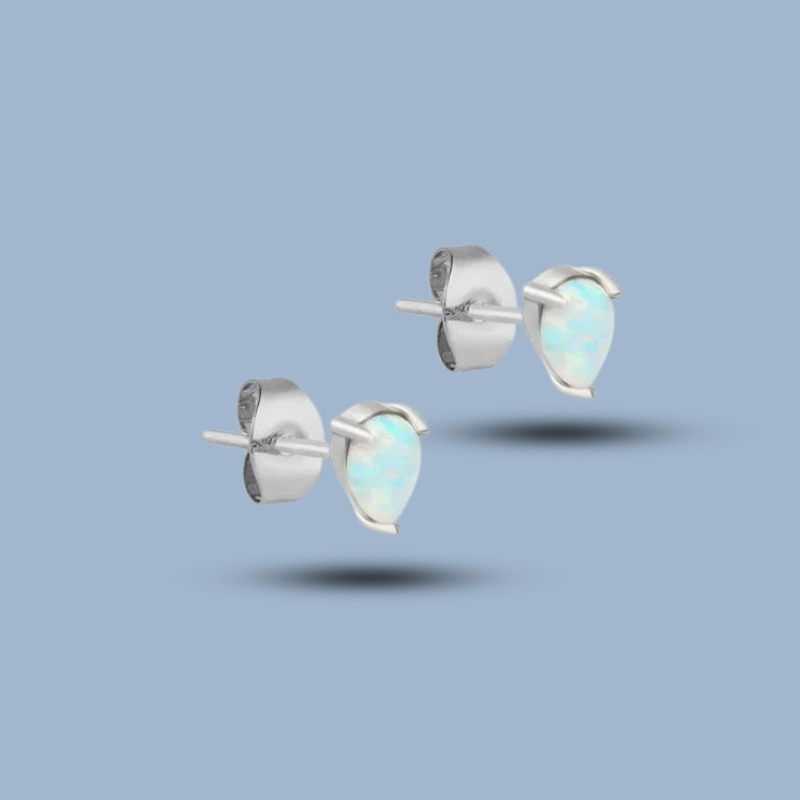 Natural Opal Gemstone With 925 Sterling Silver Pear Stud Earring 925She201_0
