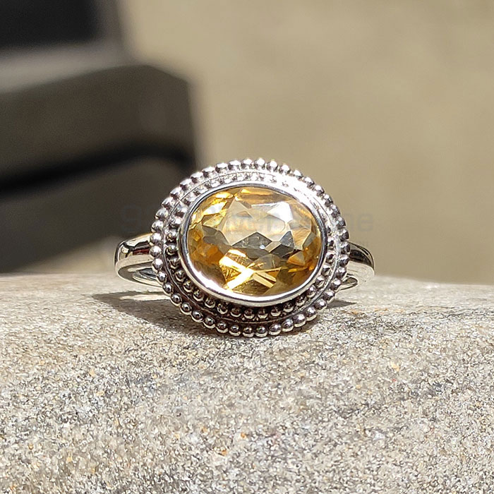 Sterling Silver Citrine Cut Stone Wedding Ring SSR03