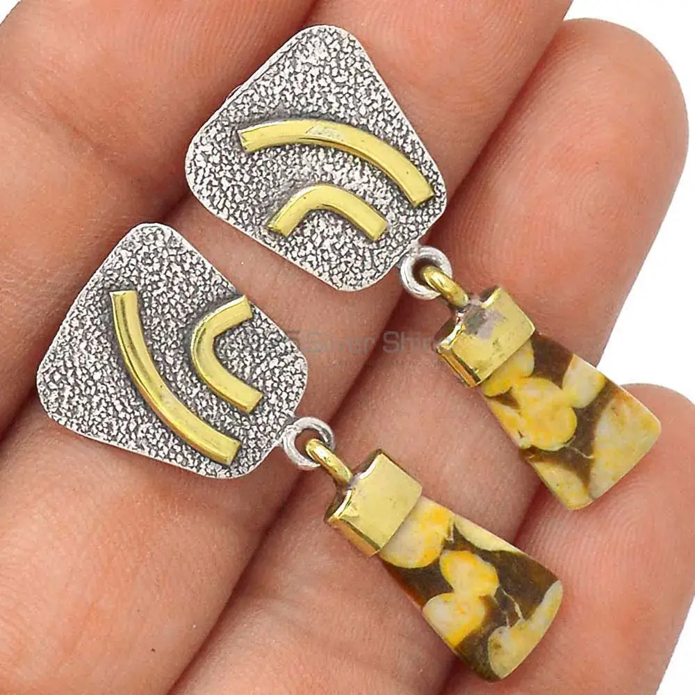 Natural Peanut Wood Jasper Gemstone Earrings Manufacturer In 925 Sterling Silver Jewelry 925SE2769_1