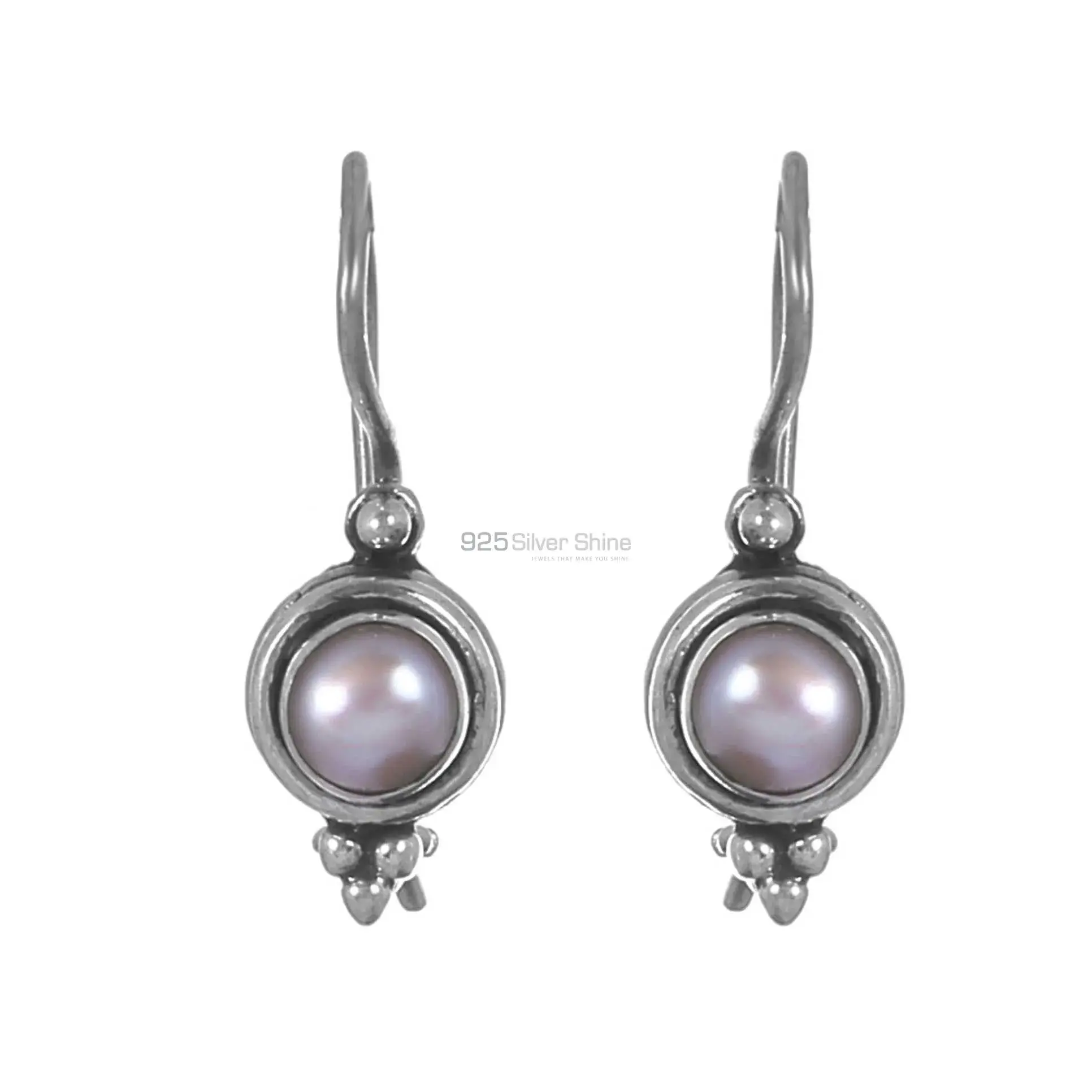 Natural Pearl Gemstone Earrings In 925 Sterling Silver 925SE229