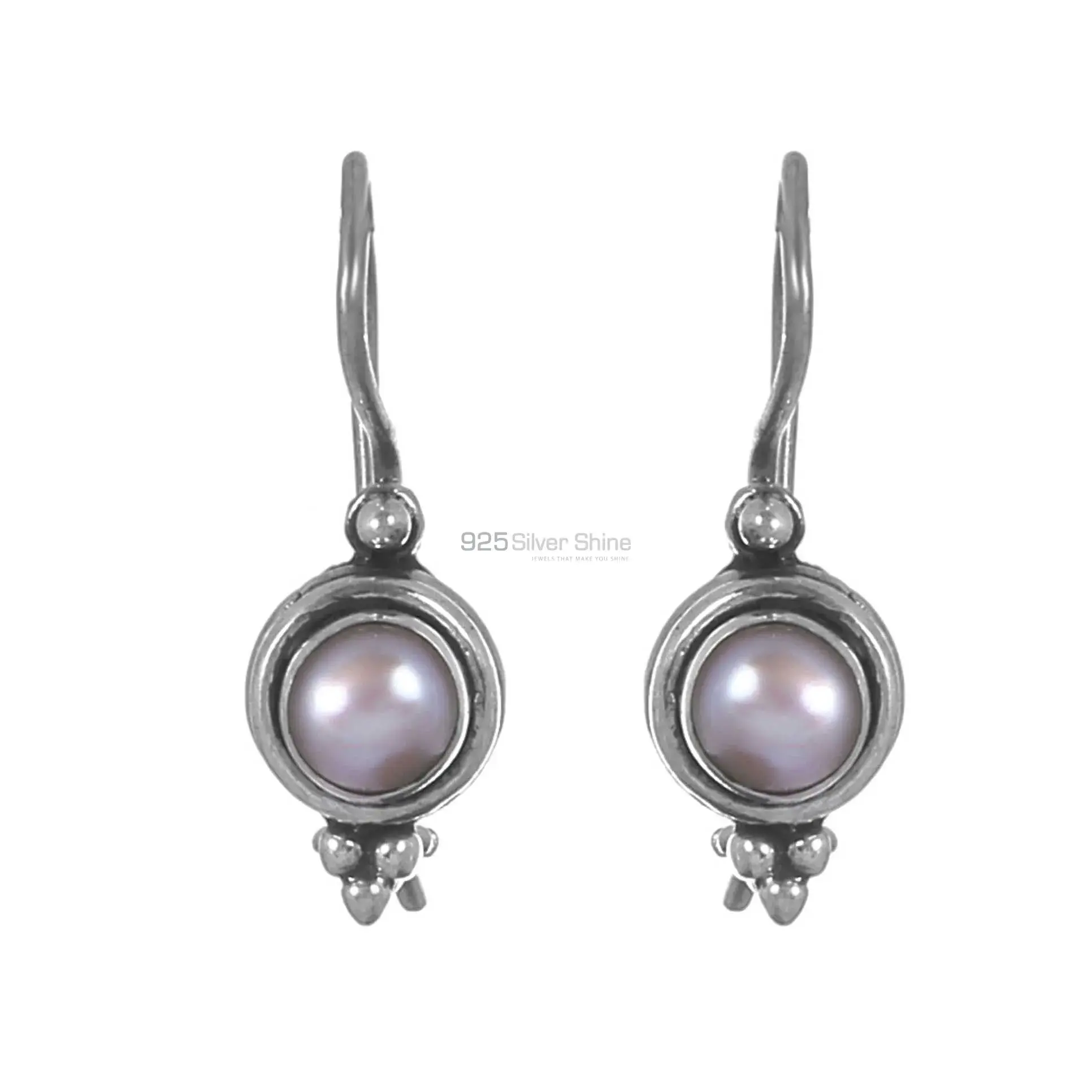 Natural Pearl Gemstone Earrings In 925 Sterling Silver 925SE229_0