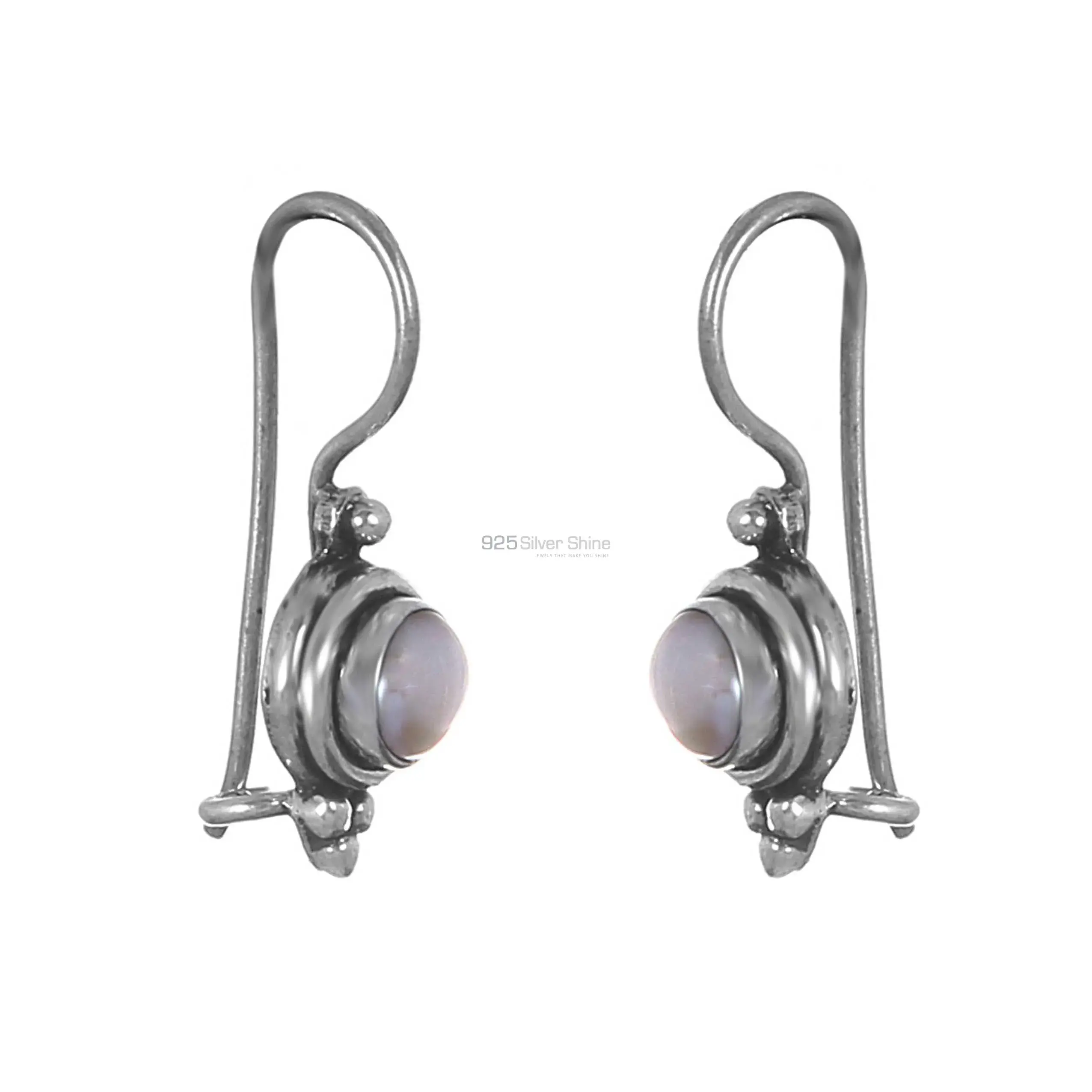 Natural Pearl Gemstone Earrings In 925 Sterling Silver 925SE229_1