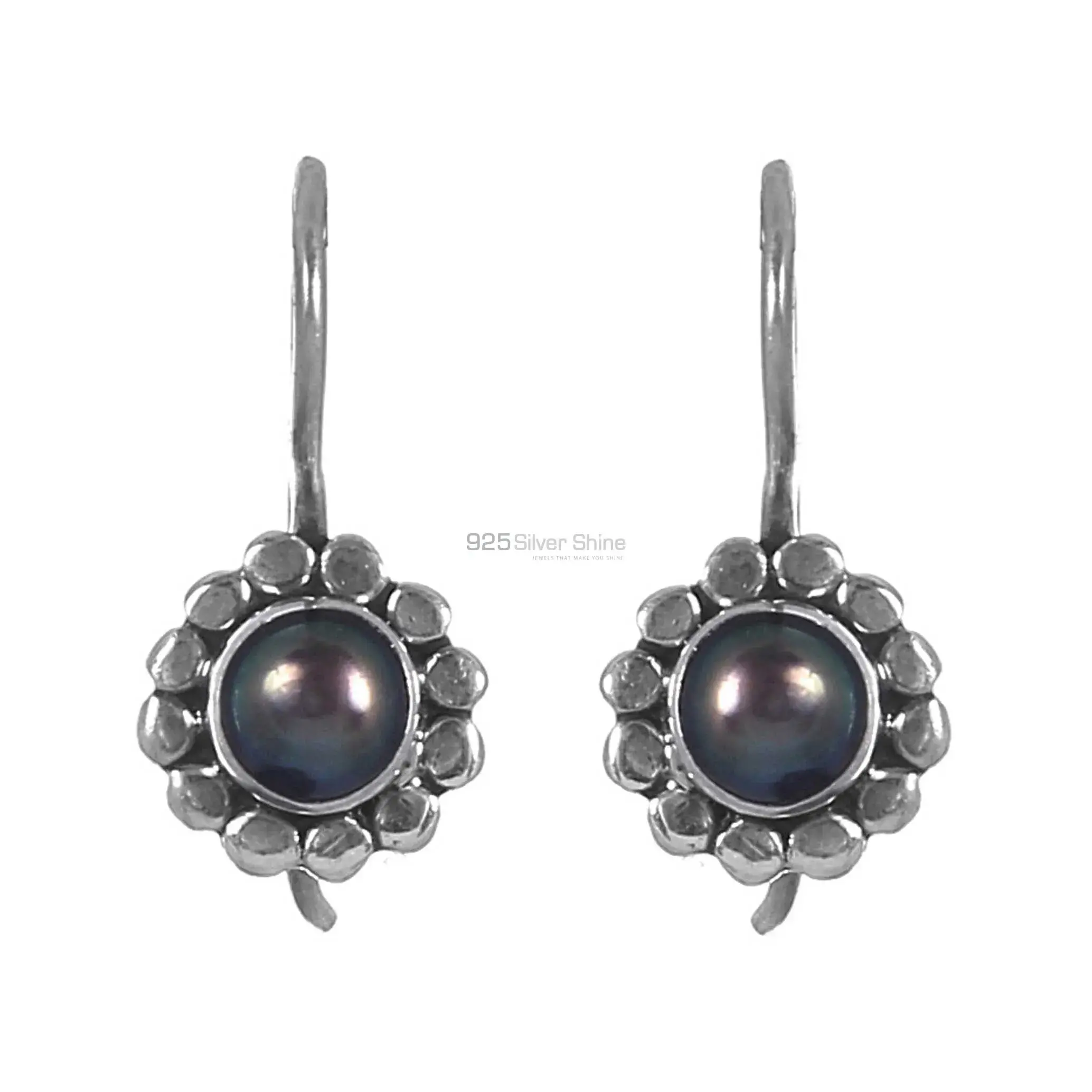 Natural Pearl Gemstone Earrings In Fine 925 Sterling Silver 925SE235