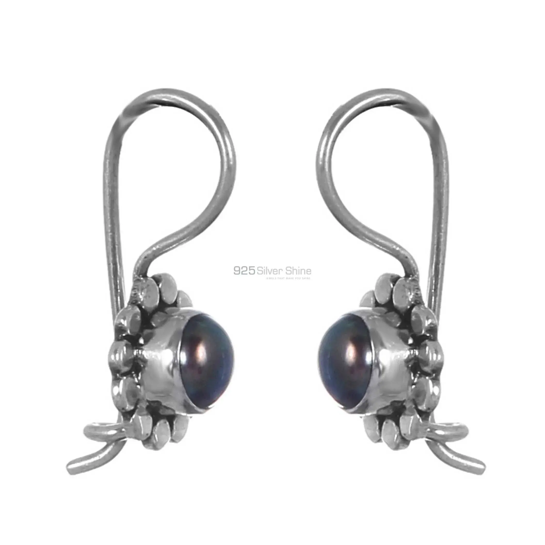 Natural Pearl Gemstone Earrings In Fine 925 Sterling Silver 925SE235_0