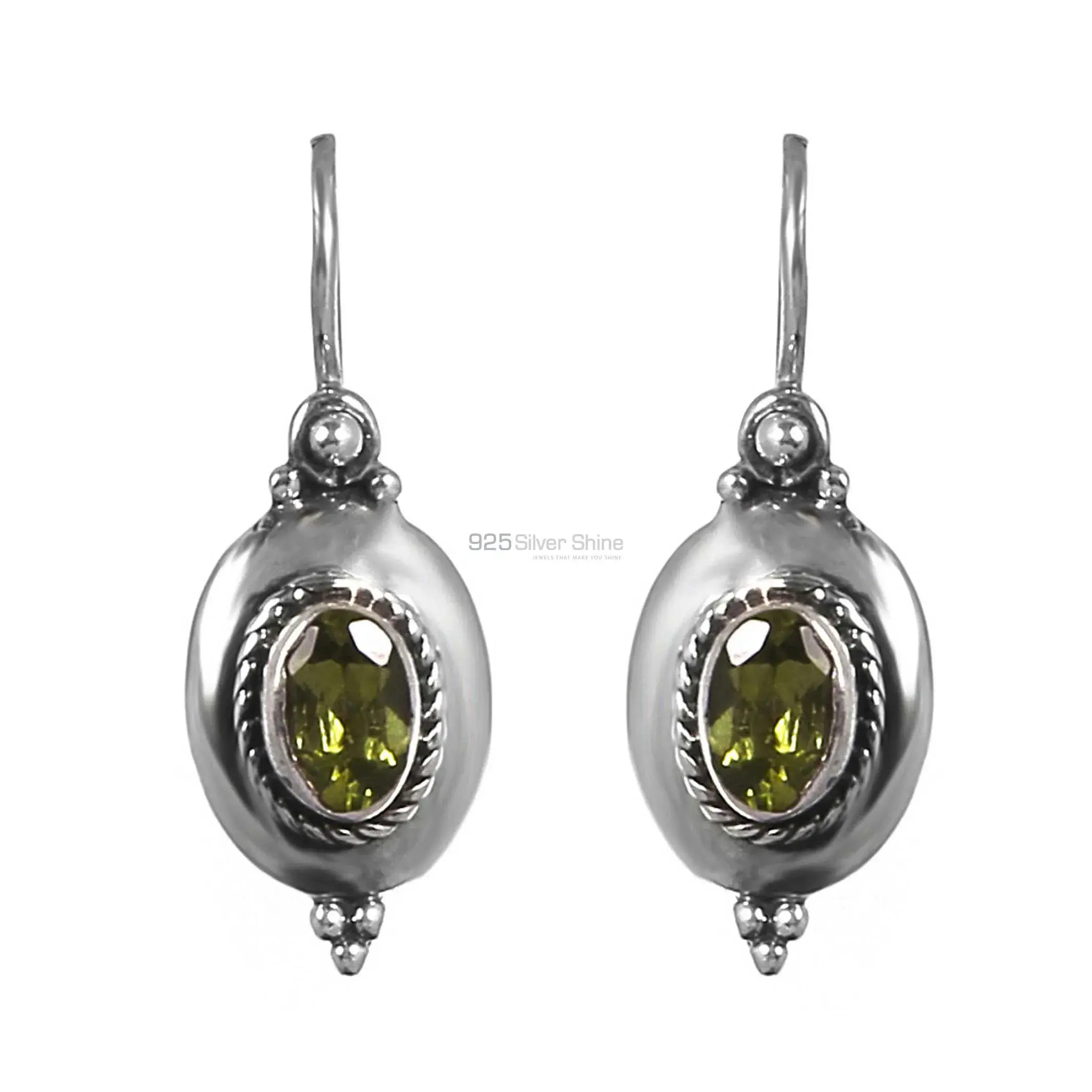 Natural Peridot Gemstone Earring In 925 Sterling Silver Jewelry 925SE192