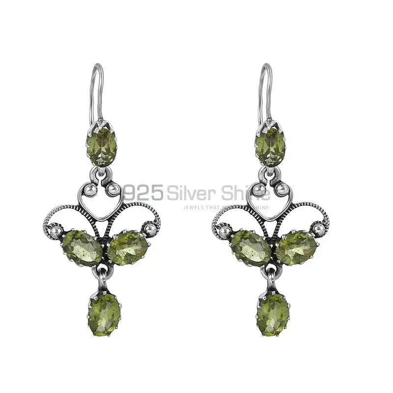 Natural Peridot Gemstone Earring In Sterling Silver Jewelry 925SE09