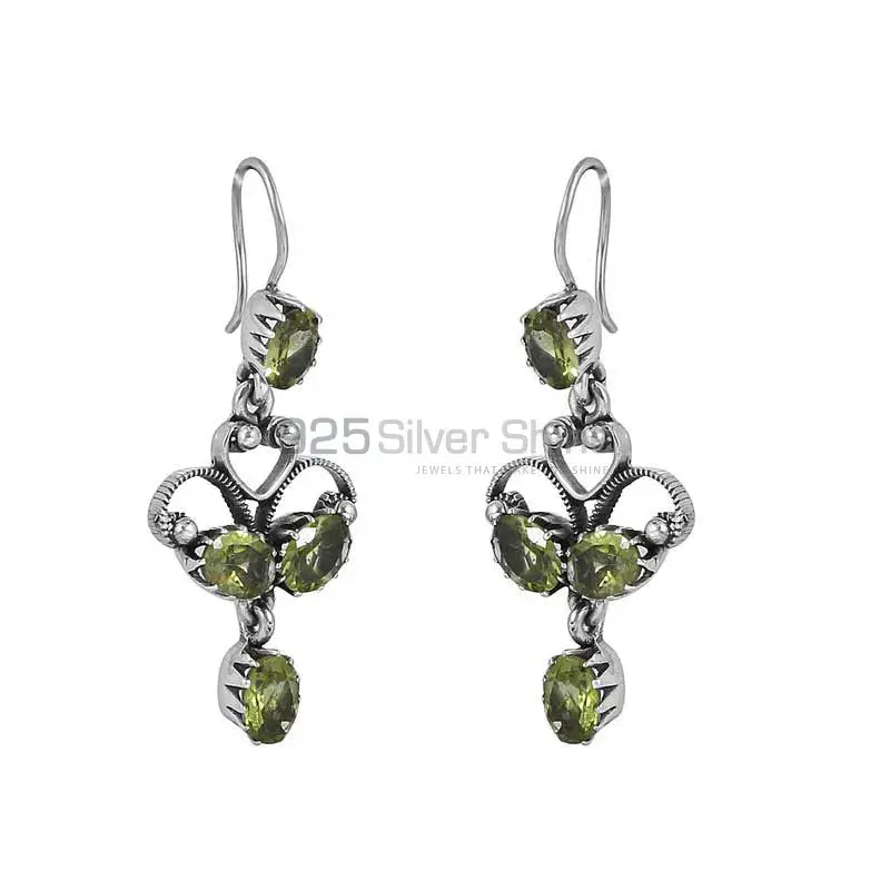 Natural Peridot Gemstone Earring In Sterling Silver Jewelry 925SE09_2