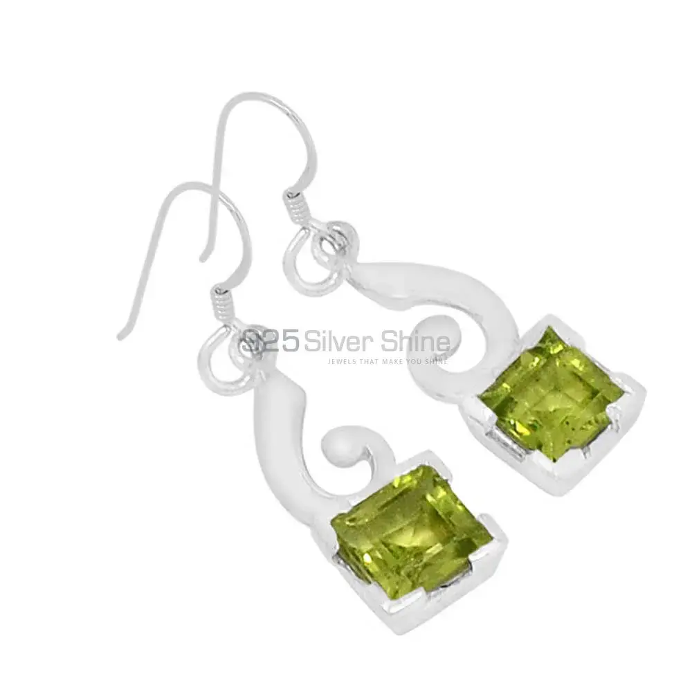 Natural Peridot Gemstone Earrings Exporters In 925 Sterling Silver Jewelry 925SE575