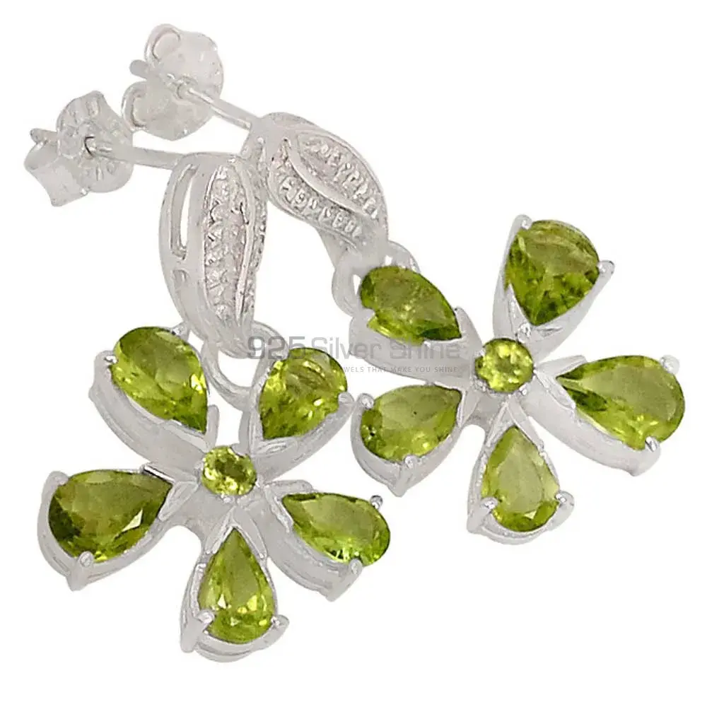 Natural Peridot Gemstone Earrings In Fine 925 Sterling Silver 925SE393