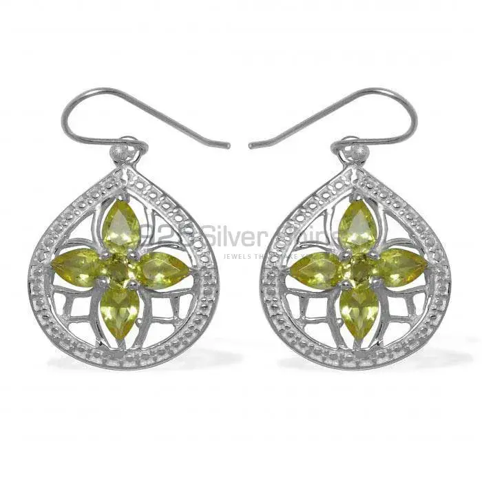 Natural Peridot Gemstone Earrings In Fine 925 Sterling Silver 925SE946_0