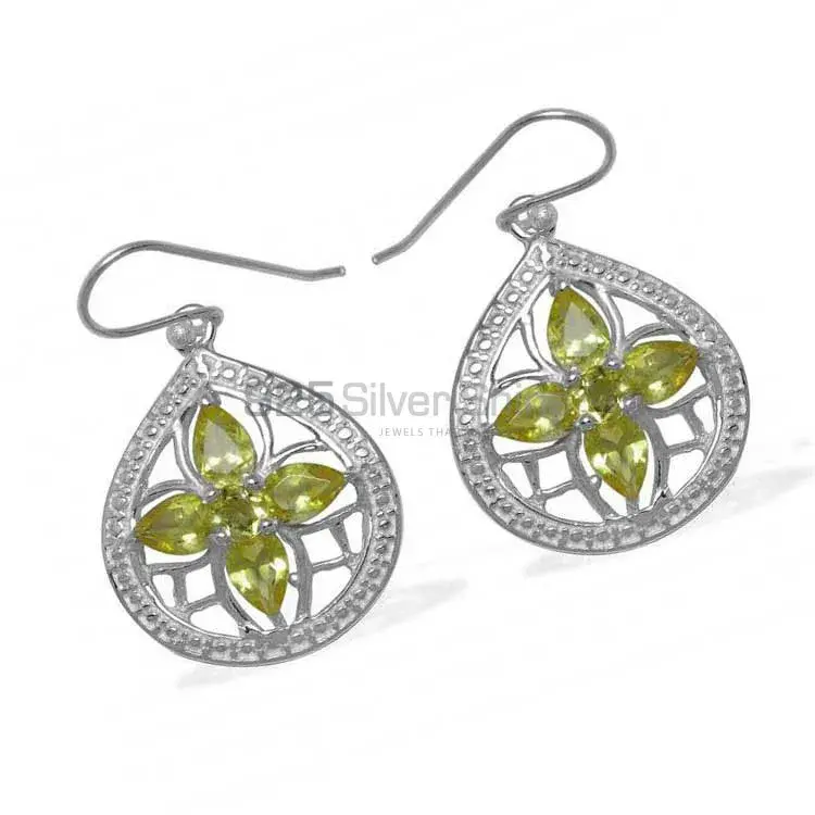 Natural Peridot Gemstone Earrings In Fine 925 Sterling Silver 925SE946_1