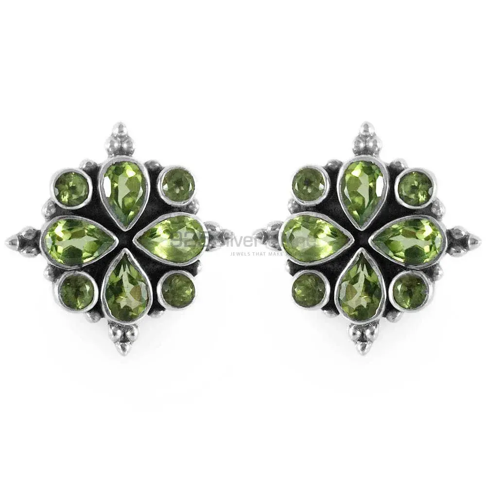 Natural Peridot Gemstone Earrings In Solid 925 Silver 925SE1329_0