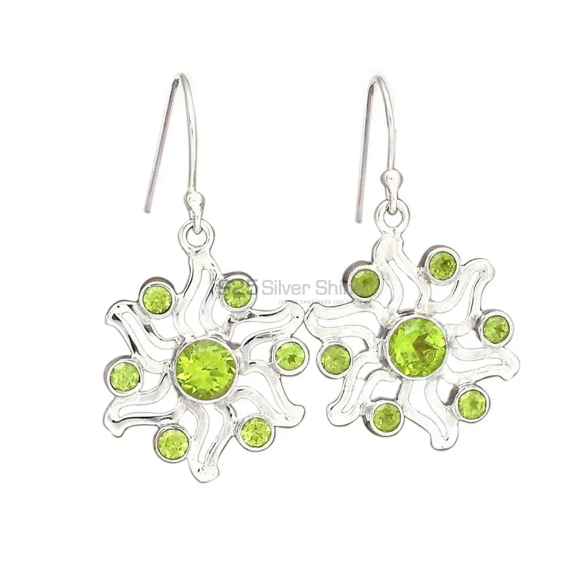 Natural Peridot Gemstone Earrings In Solid 925 Silver 925SE2026_0
