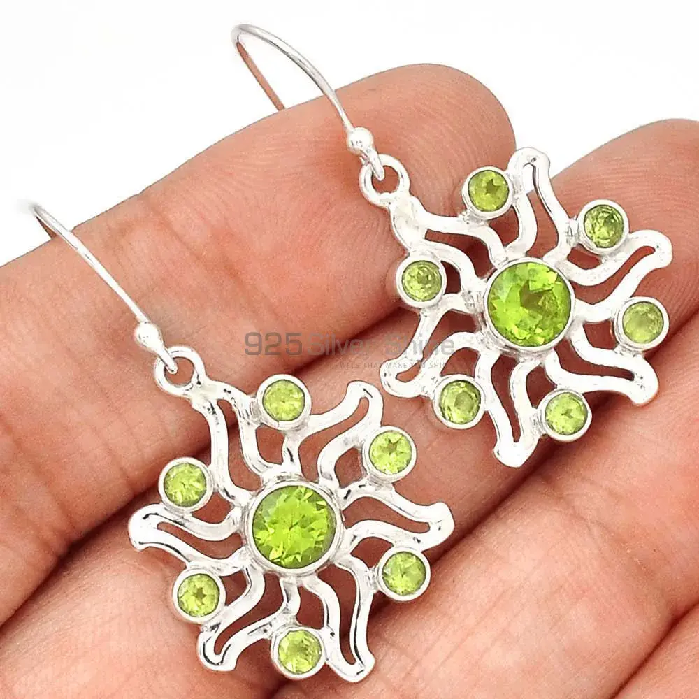 Natural Peridot Gemstone Earrings In Solid 925 Silver 925SE2026_0