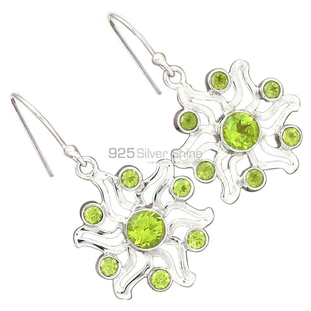 Natural Peridot Gemstone Earrings In Solid 925 Silver 925SE2026_1